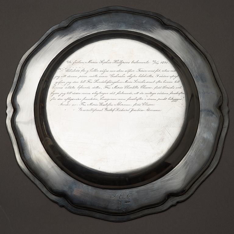 A Swedish 18th century silver dish, marks of Fredrik Petersson Ström, Stockholm (1765-1806(1811)).