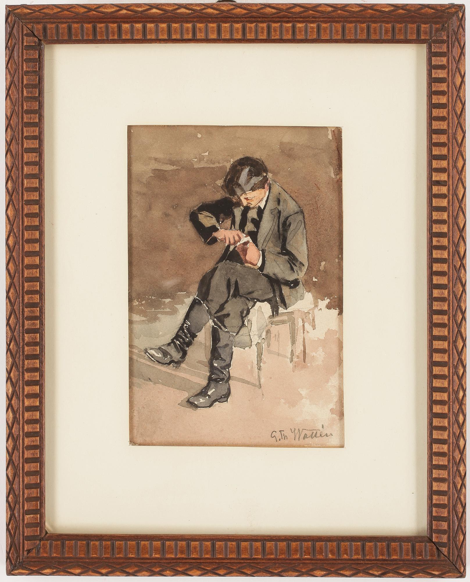 GUSTAF THEODOR WALLÉN, akvarell, signerad.