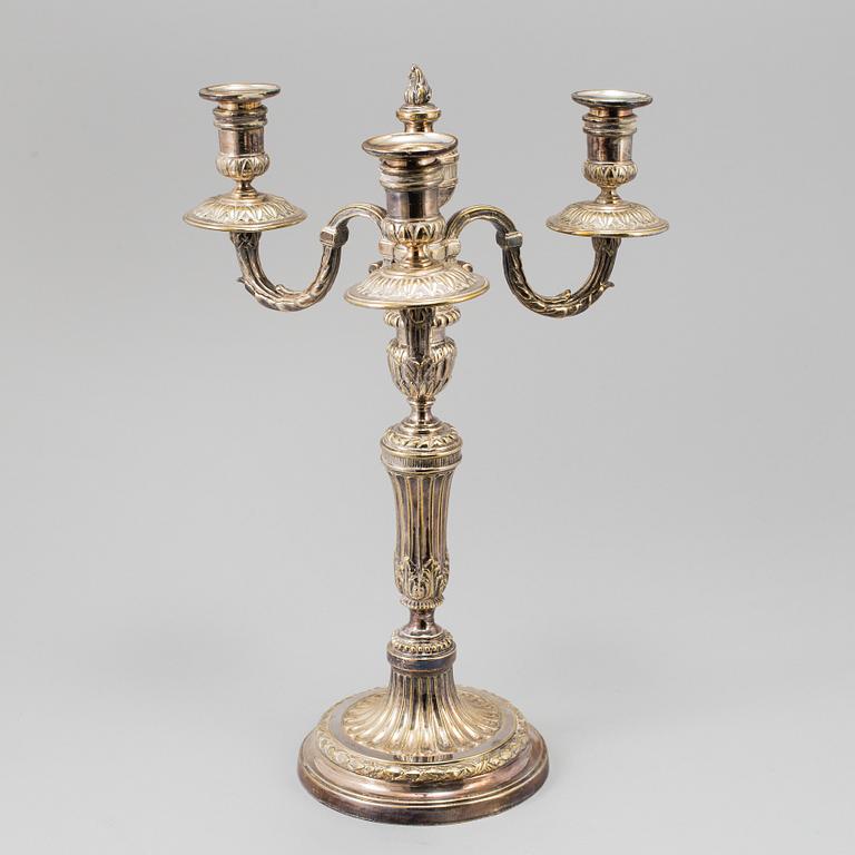 KANDELABER, nysilver, gustaviansk stil, 1900-talets första hälft.