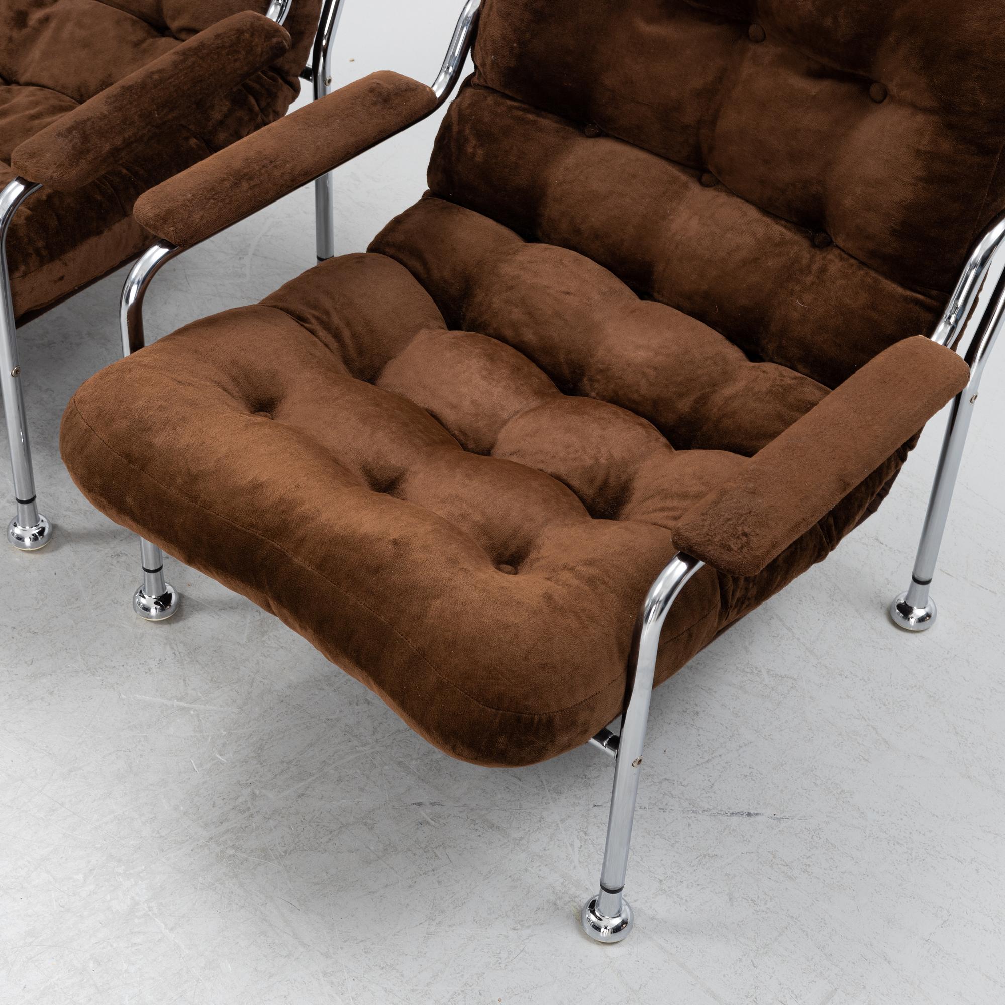 A pair of 'Stålbo' easy chairs by Bo Eigert, 1970's.