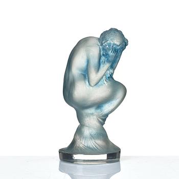 René Lalique, a 'Sirène' frosted and sea blue patinated Art Deco car mascot figurine, France 1920-30s.