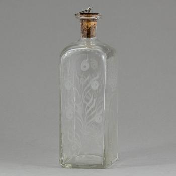 BRÄNNVINSFLASKA, glas, Bjursås. Daterad 1862.