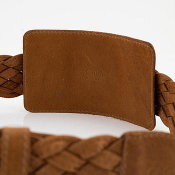 Chloé, a braided leather belt, size 75.