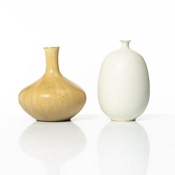 Carl-Harry Stålhane, a stoneware vase and Inger Persson, a stoneware vase, Rörstrand.