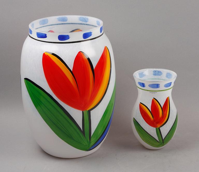 VASER, 2 st, glas, Ulrica Hydman-Vallien, Kosta Boda.