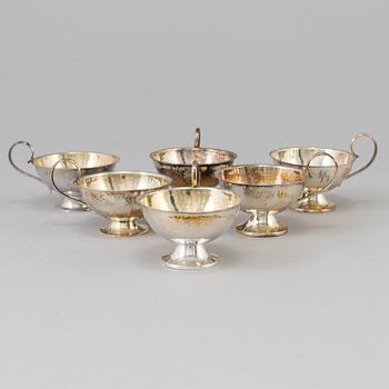K&E CARLSON, PUNSCH BÄGARE, 6 st, Silver, Göteborg, 1945.