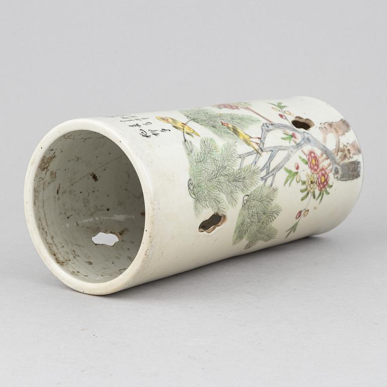 A famille rose brushpot/lantern, China, 20th Century.