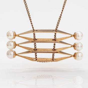 Elis Kauppi, A 14K gold and cultured pearls necklace. Kupittaan kulta, Turku.