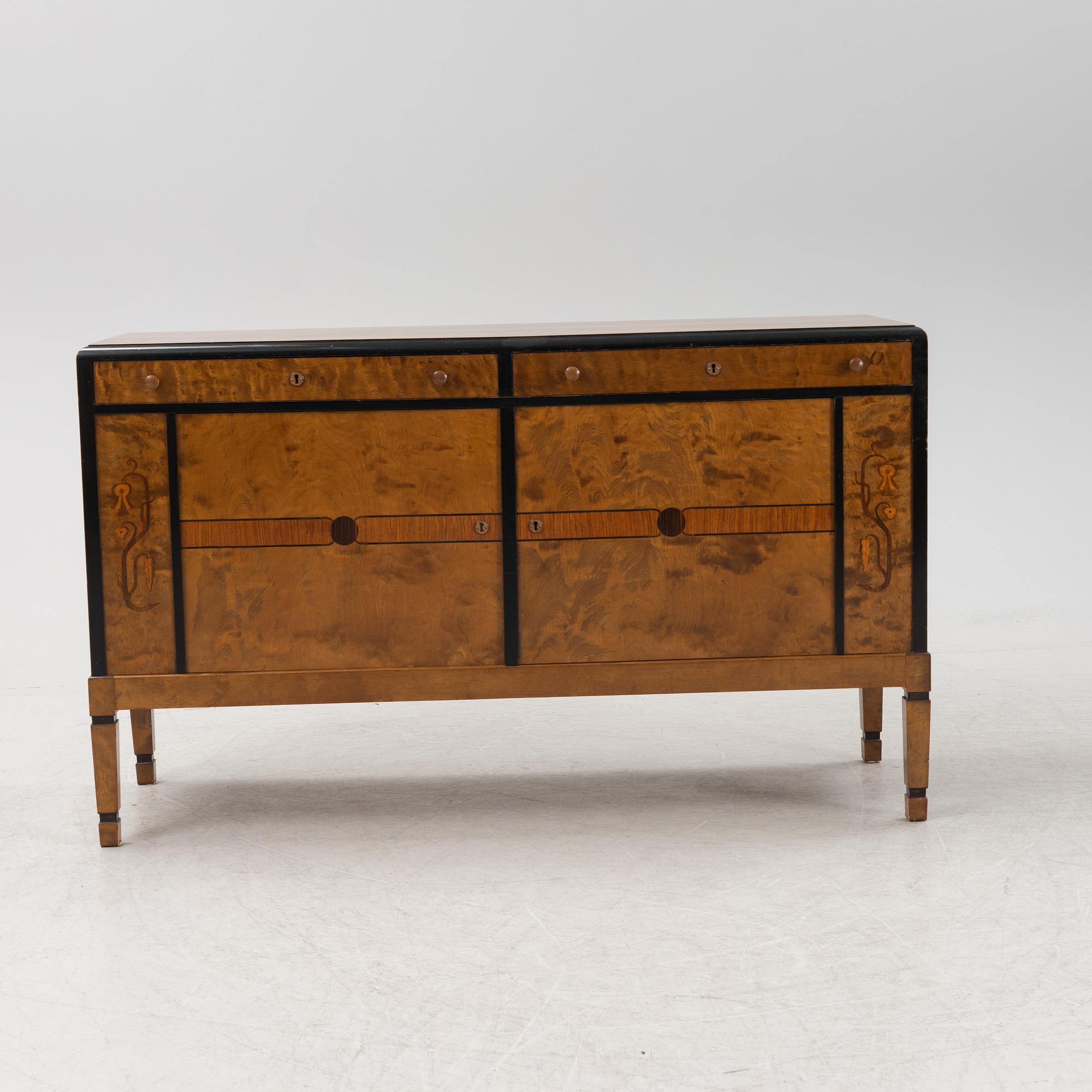 A birch veneered sideboard, Swedish Grace, 1930s.