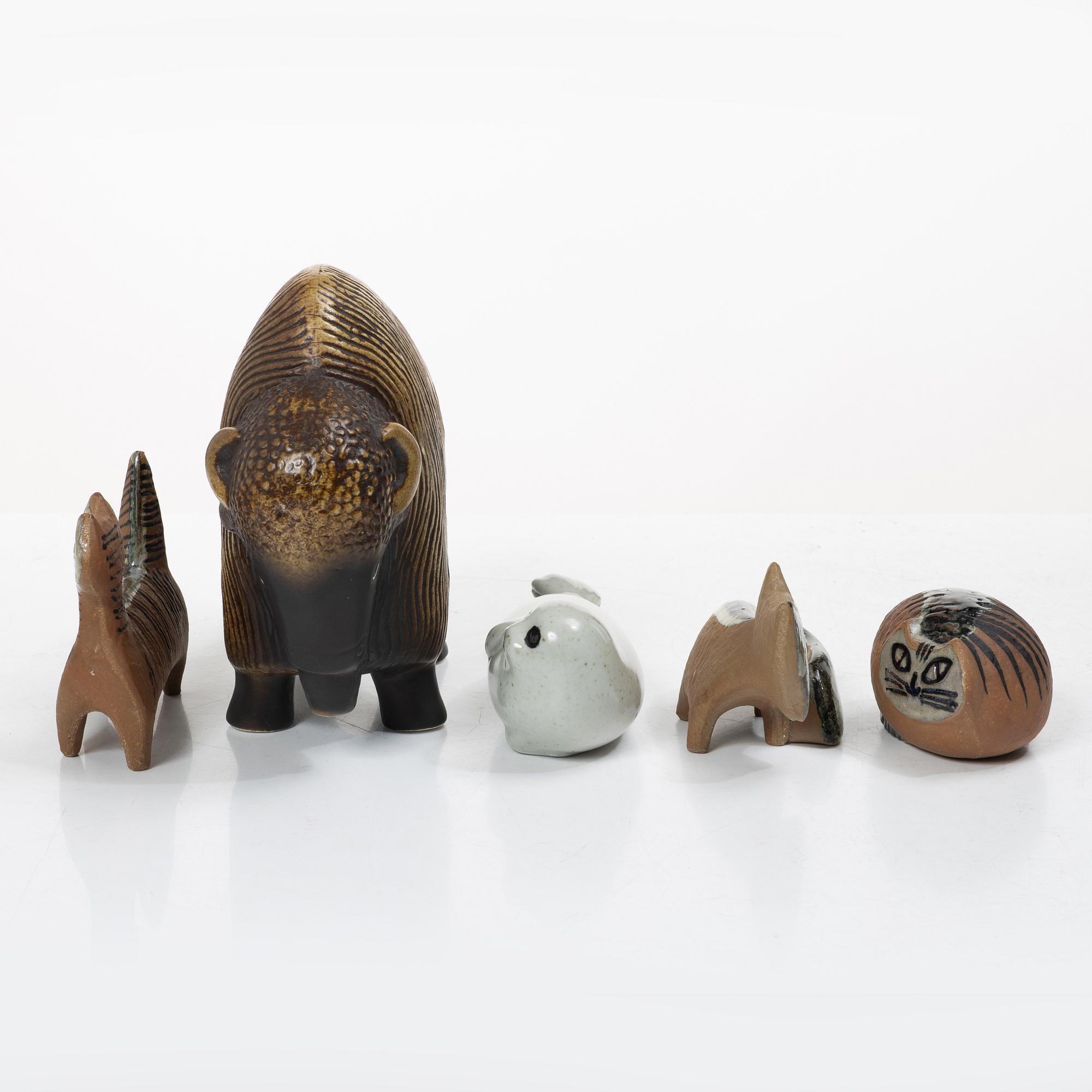 Lisa Larson, Figurines, 5 pcs, stoneware, Gustavsberg.