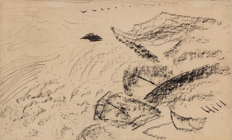 CARL FREDRIK HILL, Charcoal, signed and.