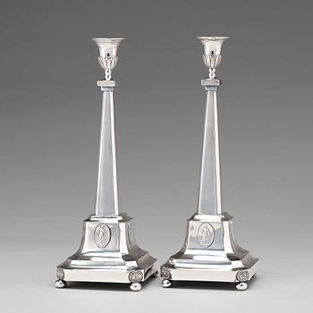 157. A pair Swedish late 18th century silver candelsticks, mark of Pehr Zethelius, Stockholm 1796.