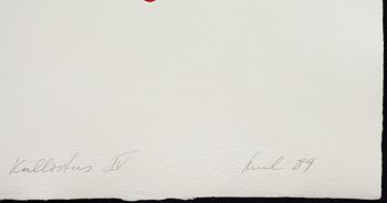 RAUL MEEL, färgserigrafi med konstnärens handavtryck direkt på pappret, signerad -89 och numrerad 22/60.