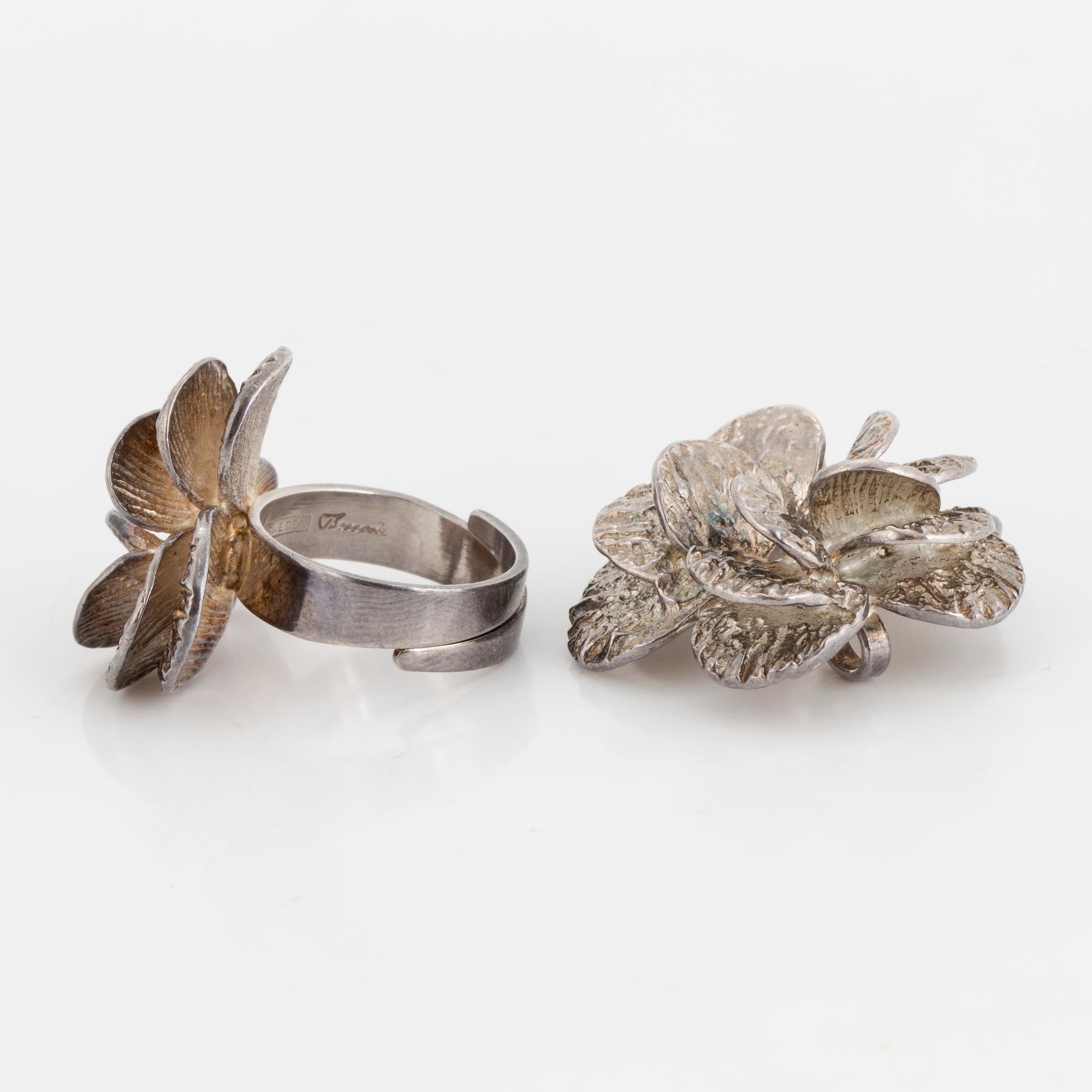 THERESIA HVORSLEV, a sterling silver ring and pendant, Mema, Lidköping, 1979.