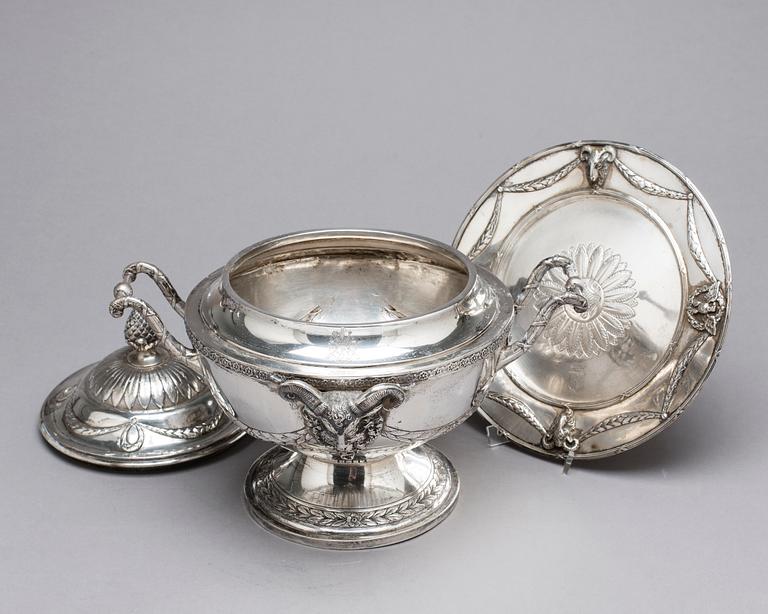 A Louis XVI-style silver thureen, 20th century.