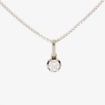 Necklace, 18K white gold with brilliant cut diamond.