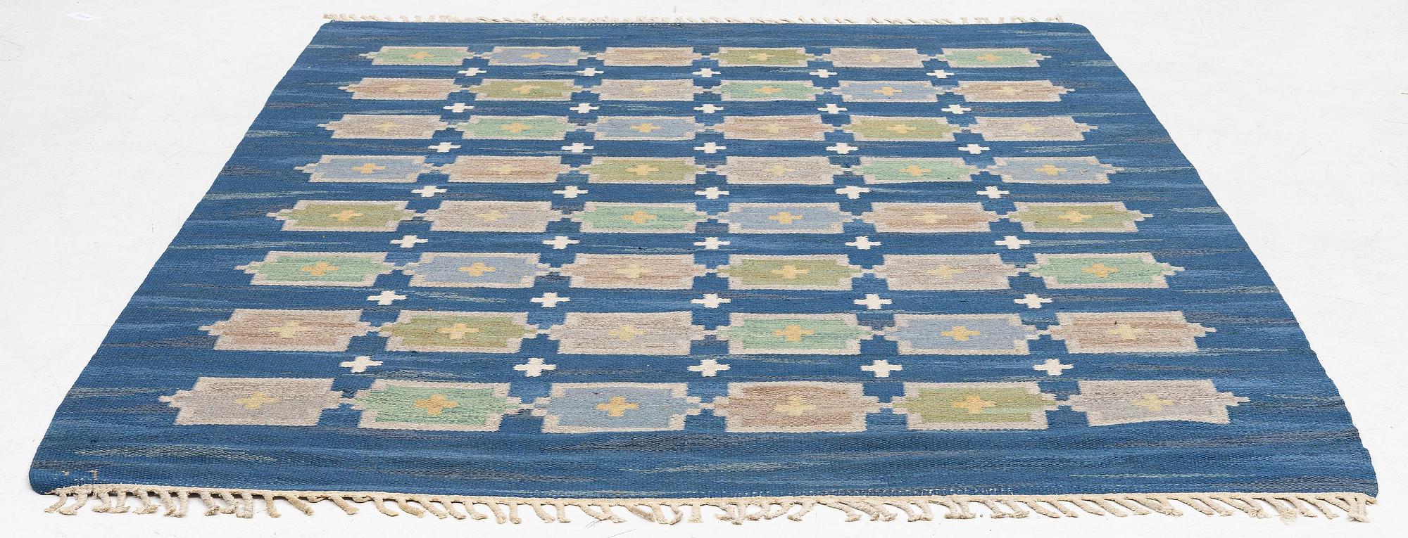 Judith Johansson, a carpet, 'Stjärnsund', flat weave, c. 286 x 199 cm signed JJ.