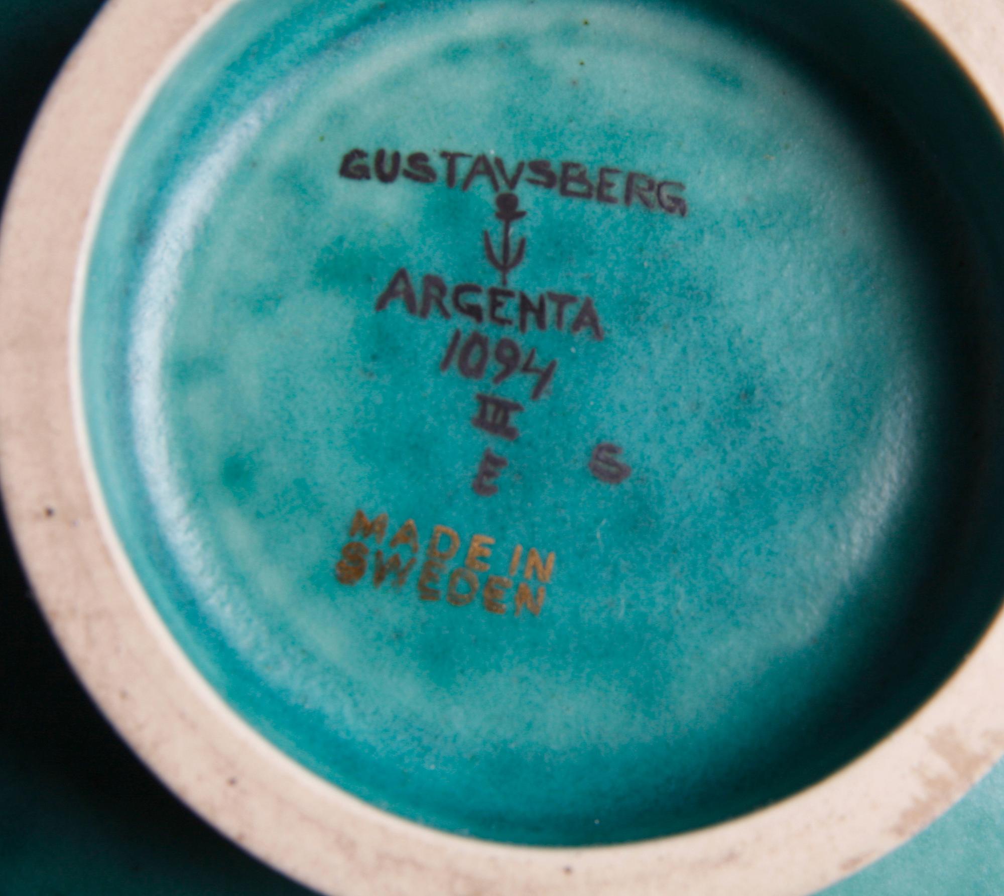 PARTI STENGODS, 7 delar, "Argenta" Wilhelm Kåge Gustavsberg.