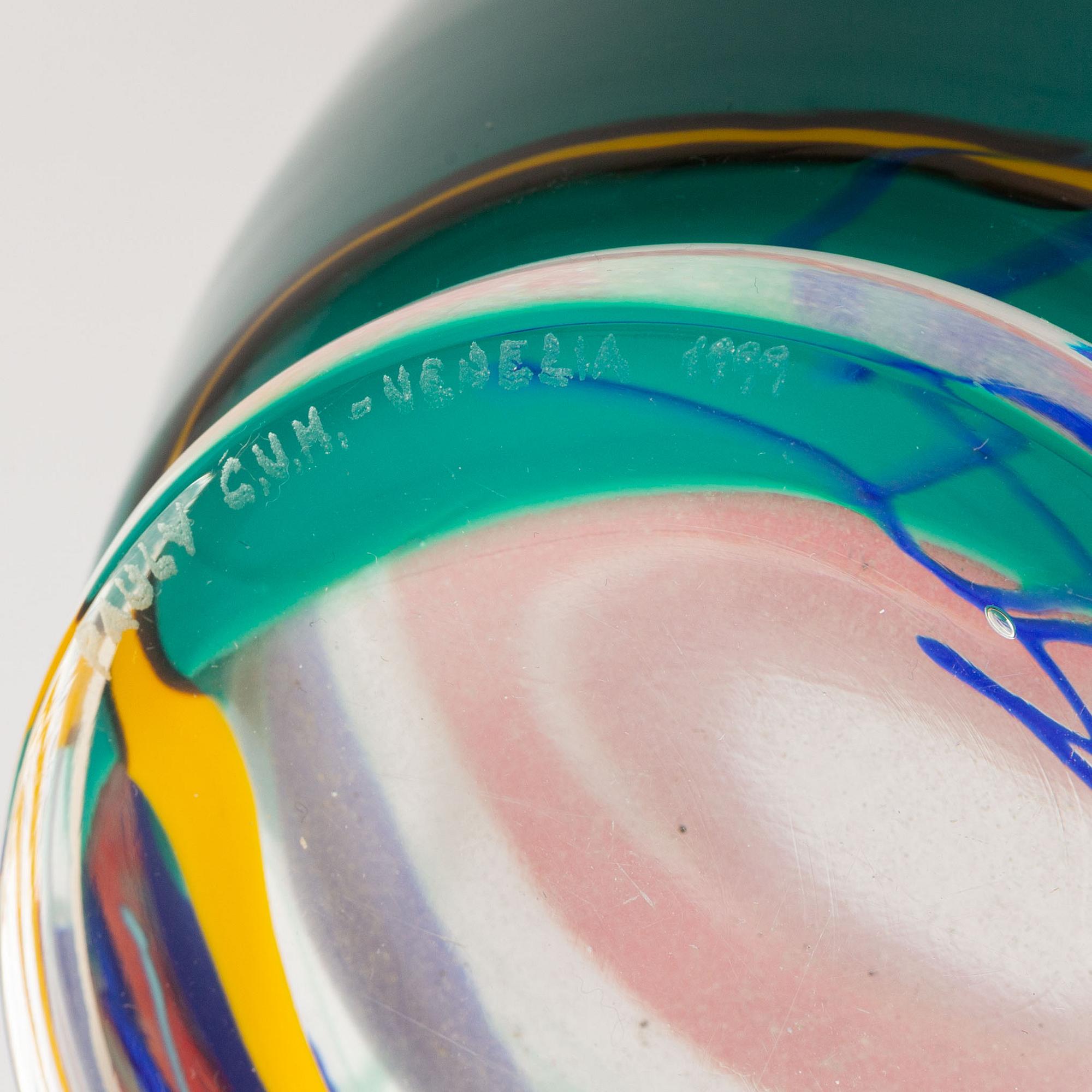 Berit Johansson, a glass vase, Pauly CVM, Venice, Italy 1999.