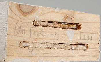 IAN RUSTH, a signed napkin stand painted with oil.