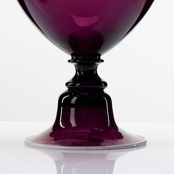 A pair of purple glass jars with covers, presumably Norway, 19th Century.