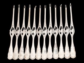 HUMMERGAFFLAR, 12 st. Silver, svenska importstämplar 1921. Ca 440 g.