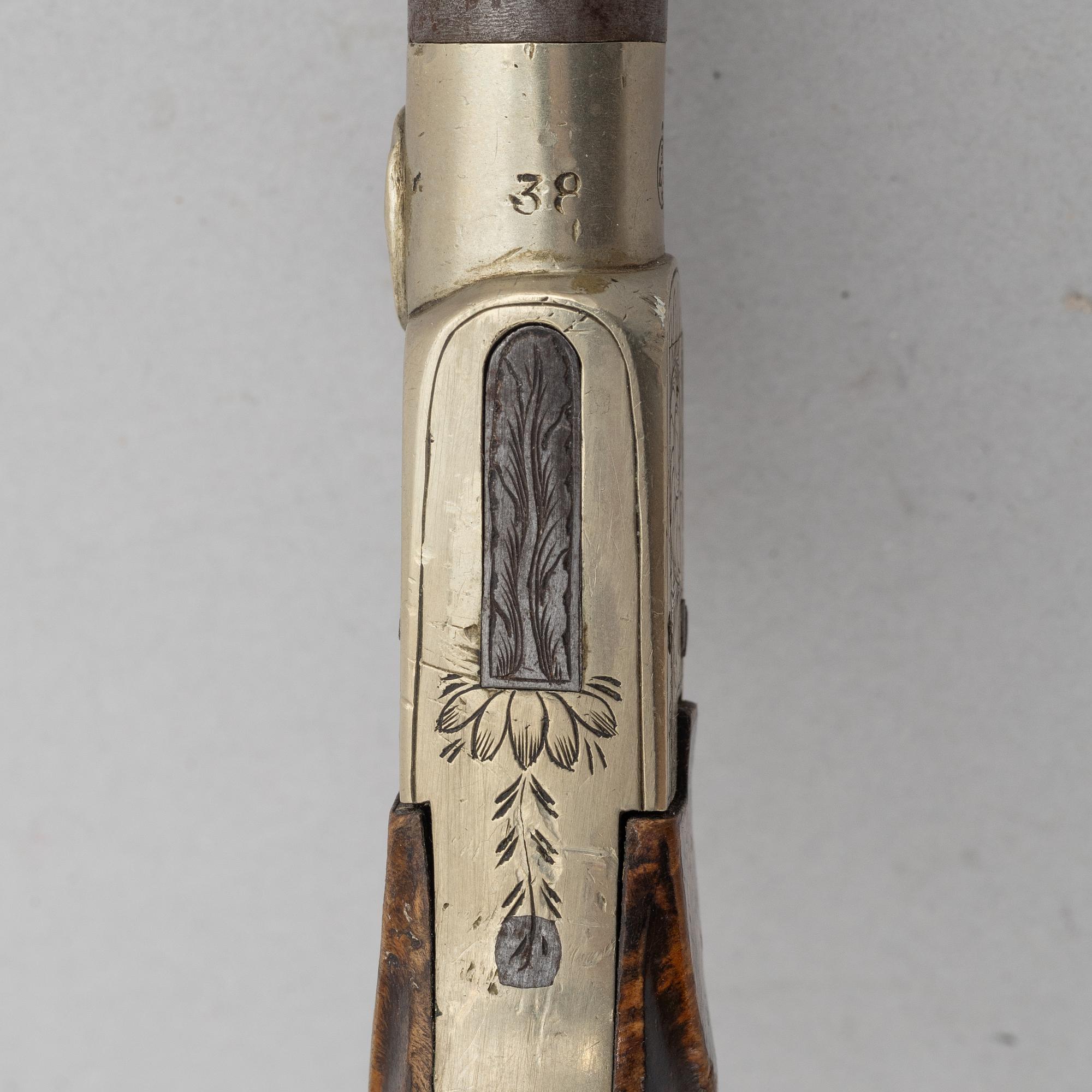A Belgian, percussion pistol, mid-19th century.