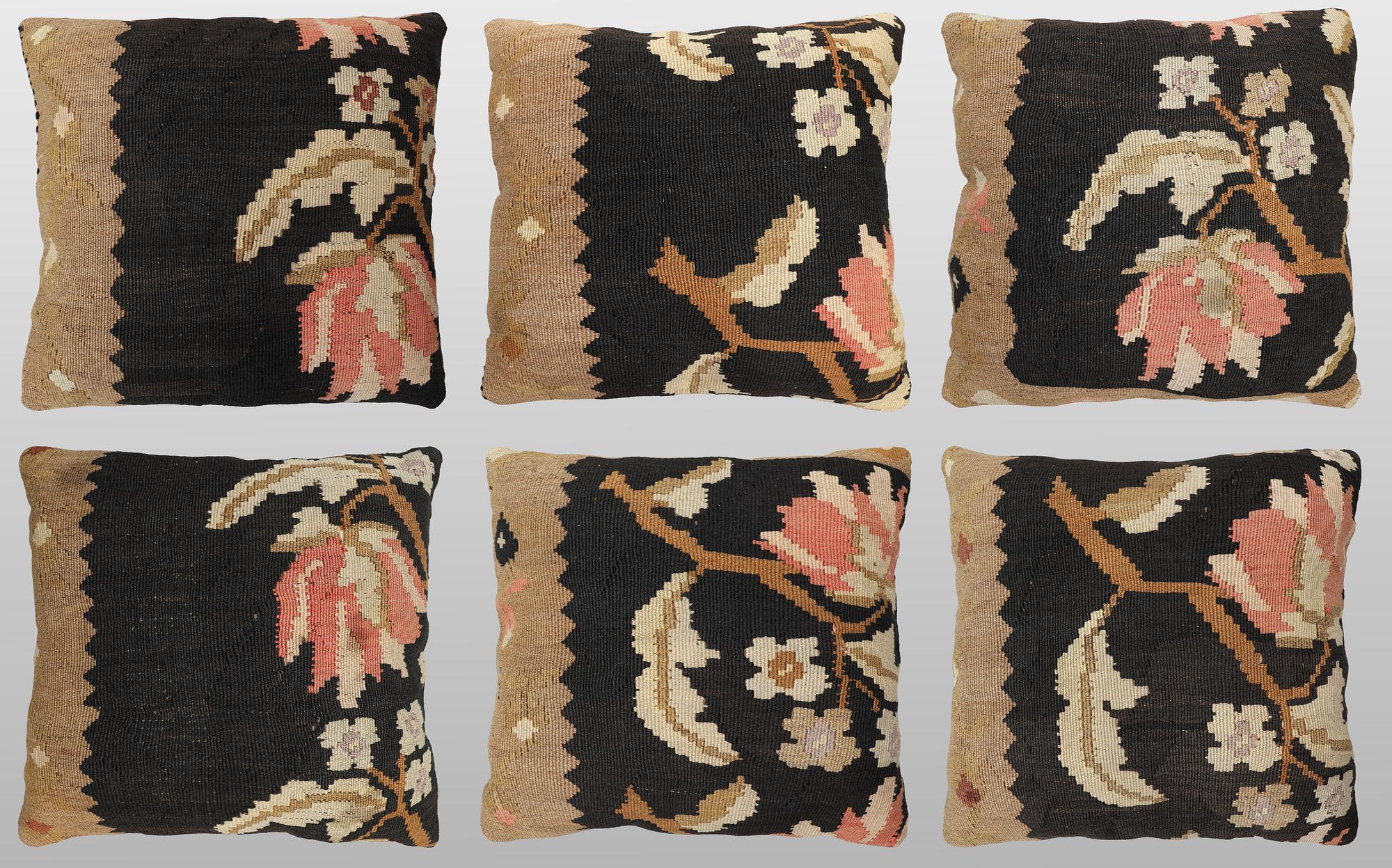 Cushion covers, 6 pcs, Kelim, older Anatolian fragments.