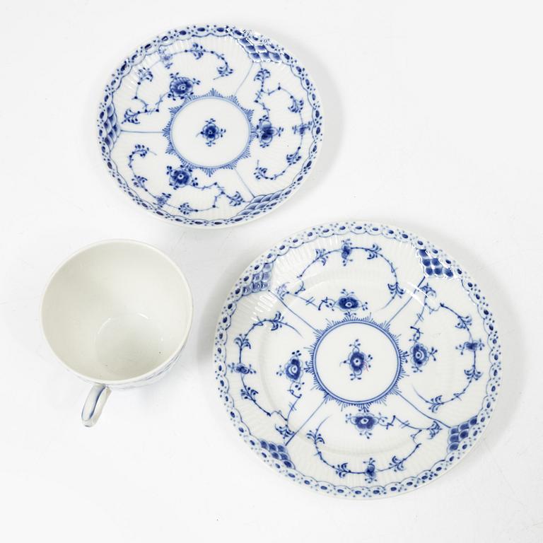 Royal Copenhagen, A 28-piece half lace porcelain servicem 'Blue Fluted', Denmark, 1960-68.