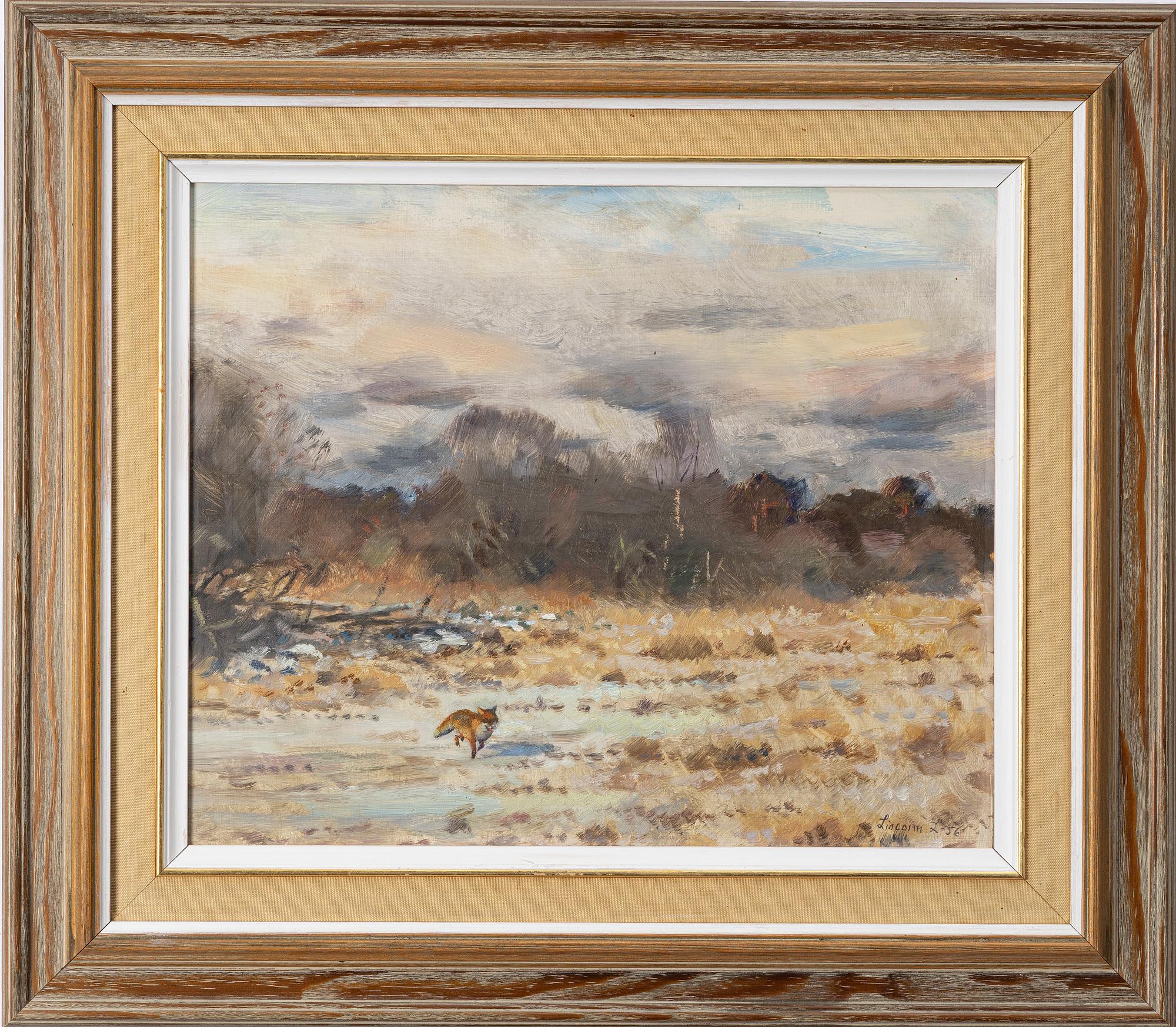 Lindorm Liljefors, "Fox in a spring winter landscape.".