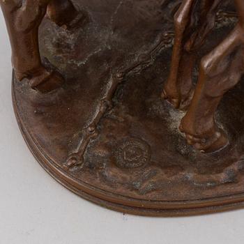 ALFRED JACQUEMART, a bronze sculpture, 'Les Boefs', signed, Barbedienne Fondeur.