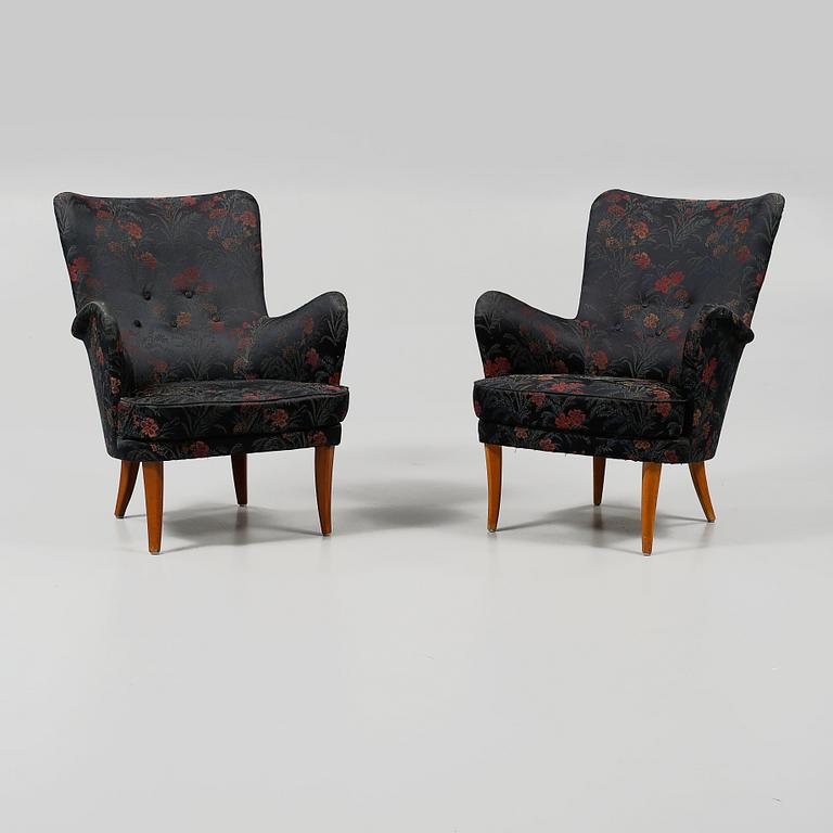 FÅTÖLJER, ett par, "Stora Furulid", Carl Malmsten, 1900-talets andra hälft.