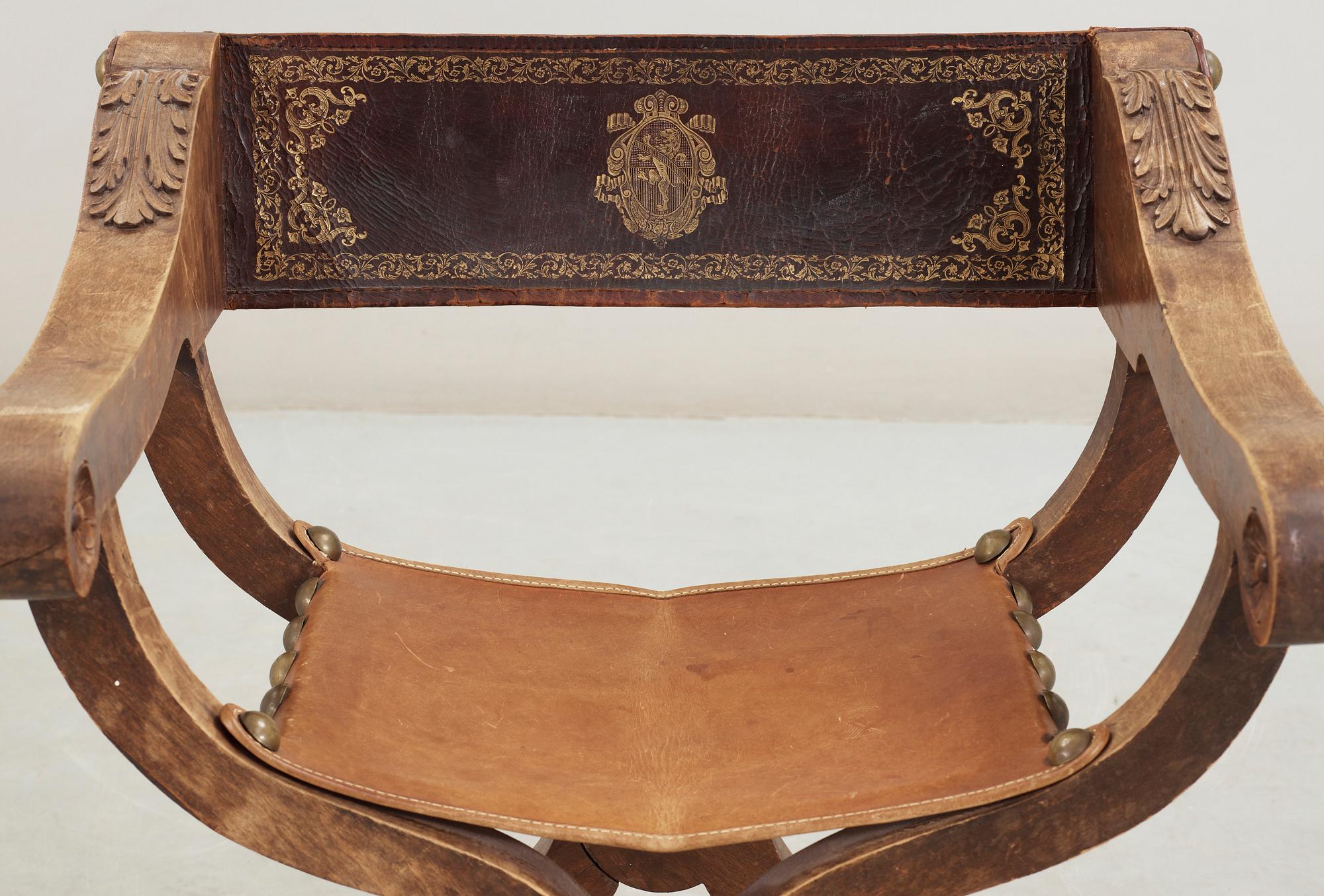 KARMSTOL, s.k. "Dantestol", nyrenässans, 1800-talets slut.