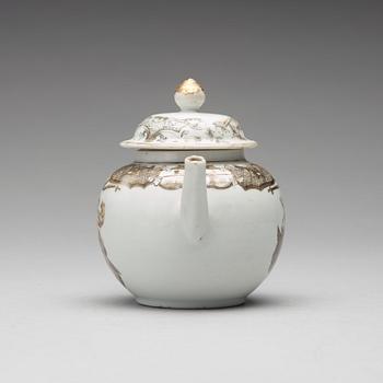 A grisaille teapot with cover, Qing dynasty, Qianlong (1736-95).