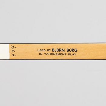 Tennis racket, wood, Bancroft, "Borg Personal". Specially made for Björn Borg. Signed by Björn Borg.