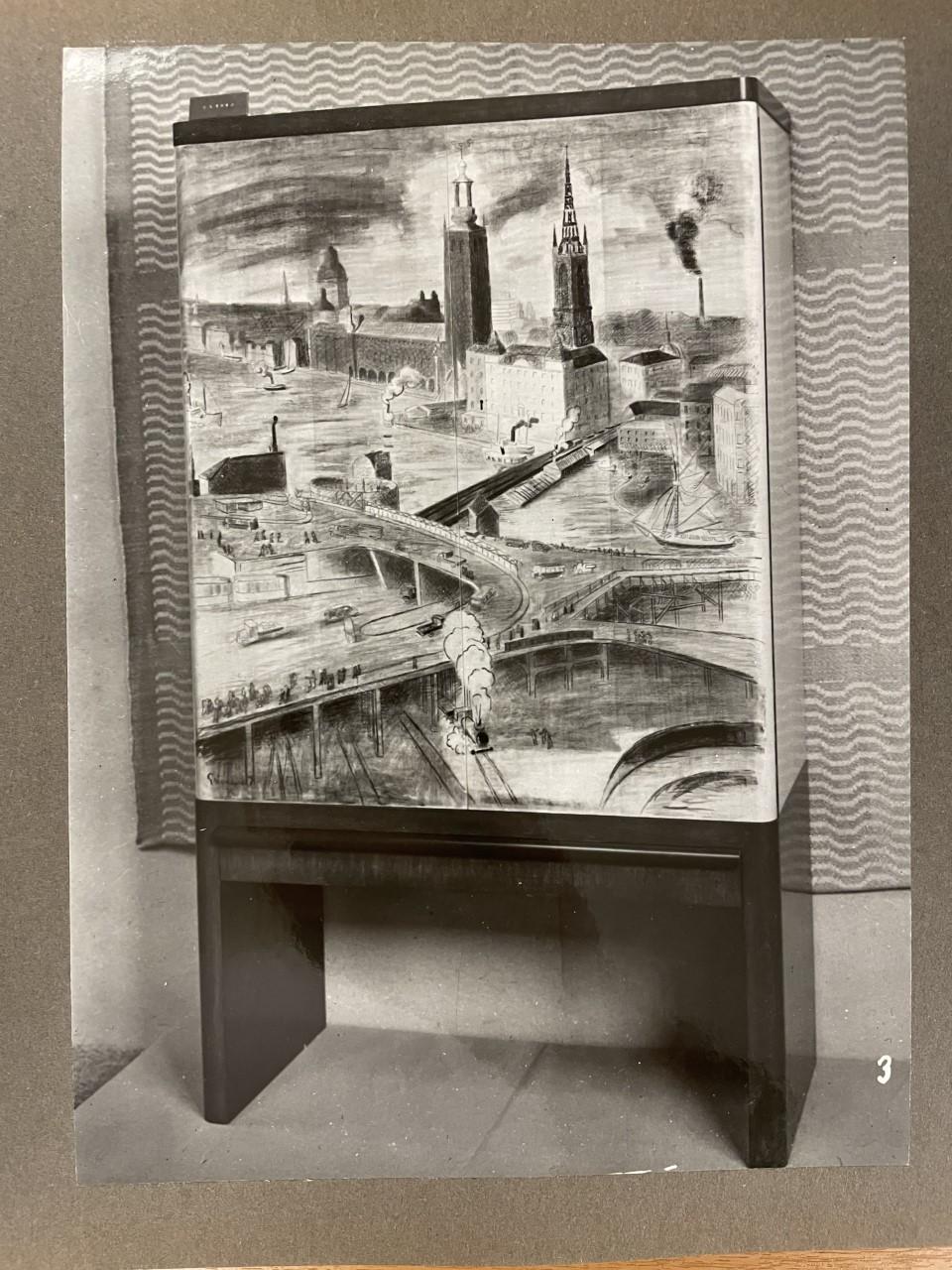 Isaac Grünewald, & Olof Östberg, skåp, unikt, AB GA Berg, Stockholm, 1935.