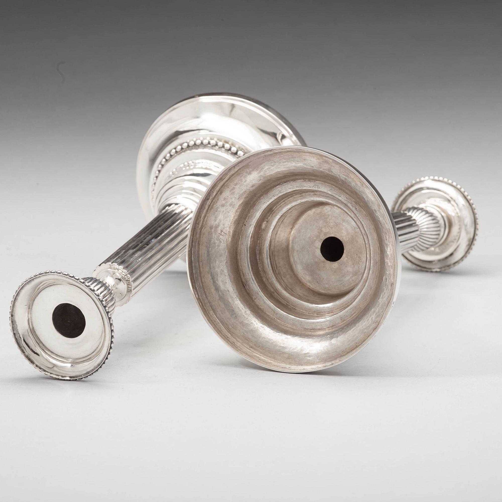 A pair of Swedish 18th century silver candlesticks, mark of Johan Ekholm, Stockholm 1788.
