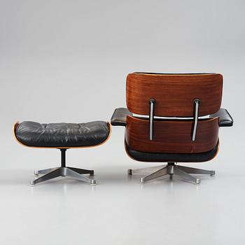 Charles & Ray Eames, a 'Lounge chair' and ottoman, Vitra 1960-1970s.