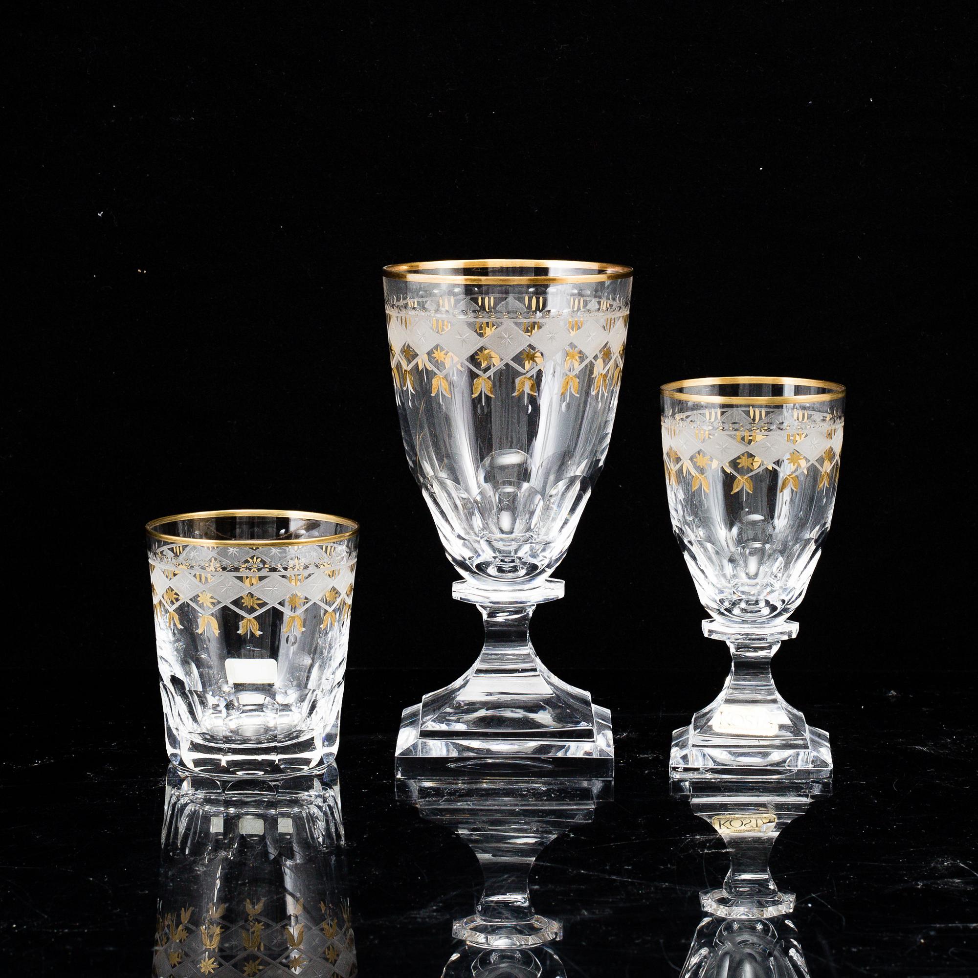A Swedish part glass service, Kosta,  "Odelberg Junior", 20th Centruy.