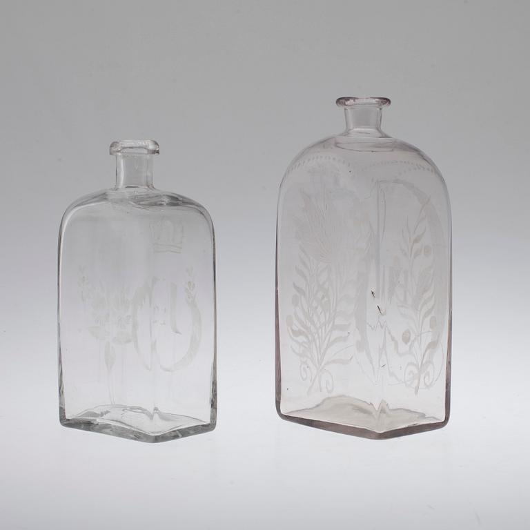 Two 19th century glass bottles.