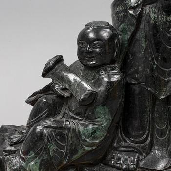 SKULPTUR, grön sten, Kina, modern tillverkning.