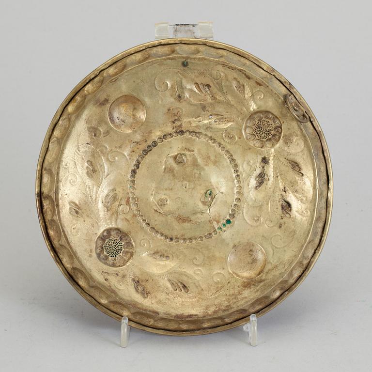 LJUSPLÅT, mässing, allmoge, 1700-tal.