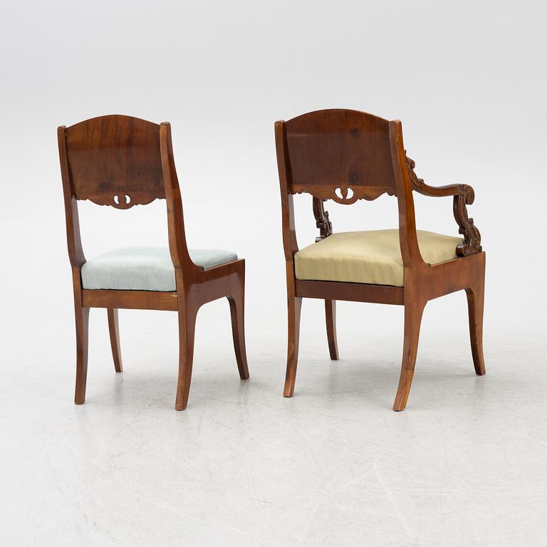Four Empire chairs and two armchairs, Russia/Baltic, mid 19th century.