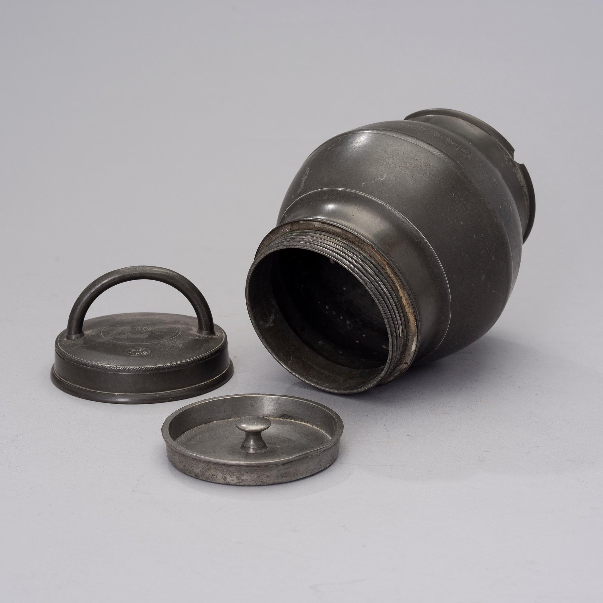 TENNFÖREMÅL 5 ST OCH MÄSSINGSFAT, 1800-tal.