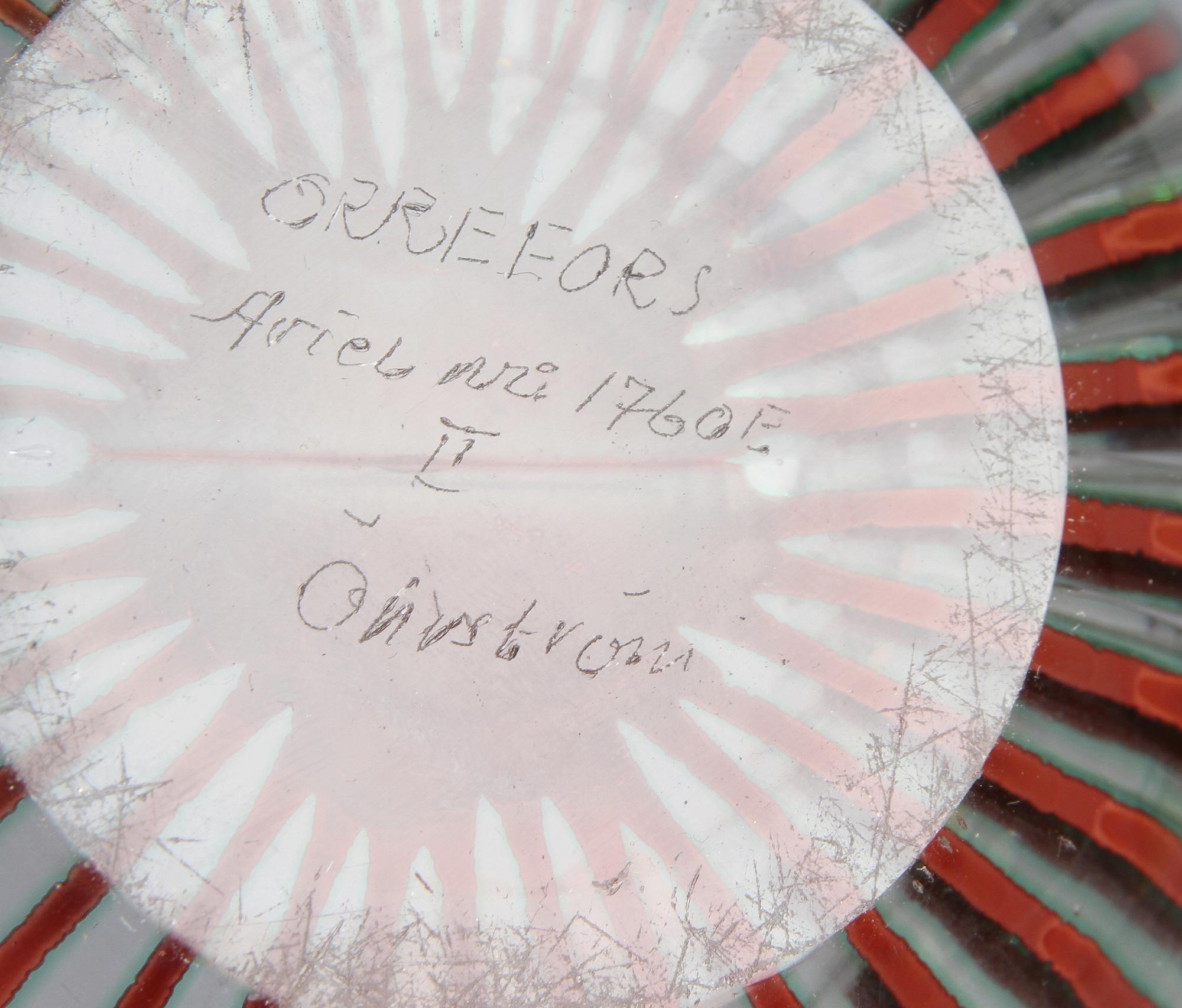 SKÅL, glas,  Edvin Öhrström, Orrefors. Ariel. Sign o numrerad 1760 E.