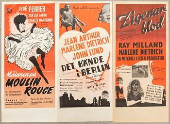 Film posters 3 pcs Marlene Dietrich/Zsa Zsa Gabor.