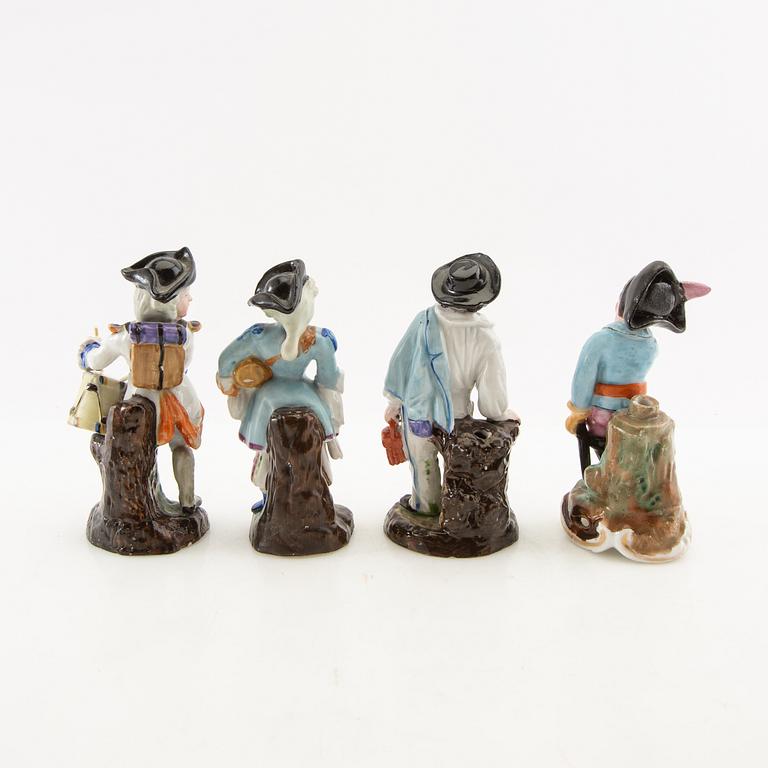 Figurines 8 pcs including Dresden/Sitzendorf Germany first half of the 20th century porcelain.