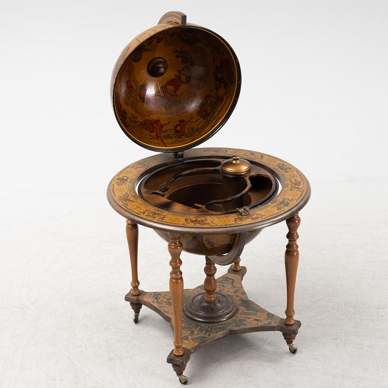 A globe drinking cabinet, late 20th Century.