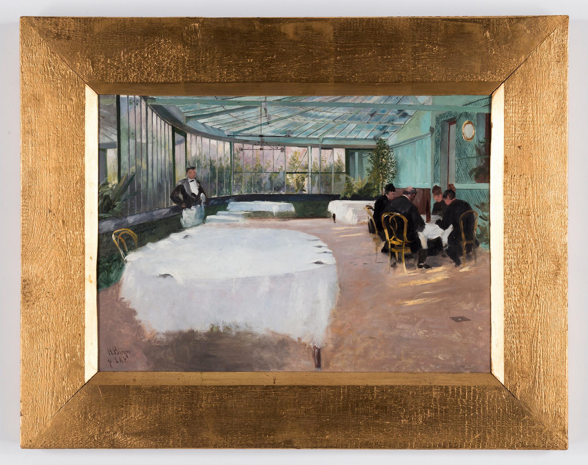 Hugo Birger, "Interiör från Restaurant Ledoyen" (Studie till "Frukosten") Interior from Restaurant Ledoyen, Study for "The Breakfast".