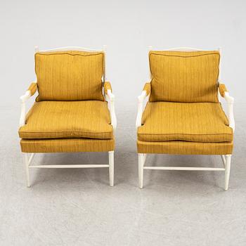 A pair of Gustavian style armchairs, second half of the 20th Century.